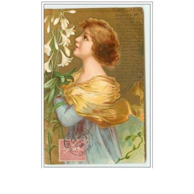 n°1691 - Clapsaddle - Fillette avec des fleurs blanches