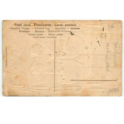 n°16975 - Carte Gaufrée avec strasses - Joyeuses Pâques - Anges sortant de deux oeufs