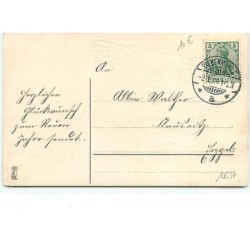n°10637 - Carte Fantaisie Gaufrée - Viel Glück im Neuen Jahr - Angelots et cariole de Myosotis