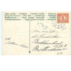 n°16987 - Carte Gaufrée - Vroolijk Kerstfeest - Ange gardien marchant dans la rue avec une fillette