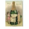 n°16991 - Carte Gaufrée - Prosit Neujahr - Anges autour d'une bouteille de champagne