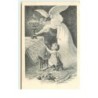 n°16994 - Ange gardien tenant une lampe sur une table, un bébé tirant sur la nappe