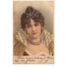 n°17038 - Carte avec Paillettes - Portrait d'une jeune femme