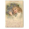 n°17042 - Postkarde mit Veilchenduft - Fillette avec des fleurs dans les cheveux