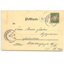 n°17044 - Fillette dans un médaillon avec des pensées
