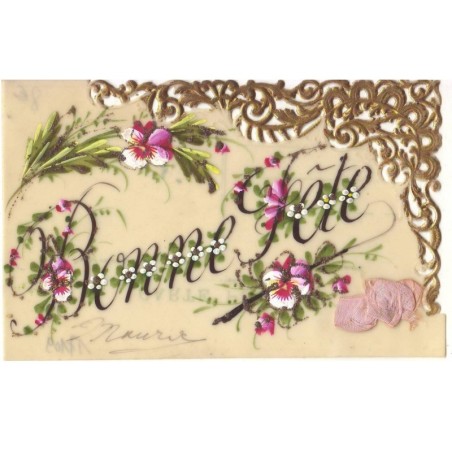 n°17109 - Carte Celluloïd - Bonne Fête - Fleurs pensées
