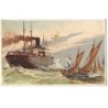 n°17114 - Carte à Système - Hold to Light - Bateau de pêche et Paquebot