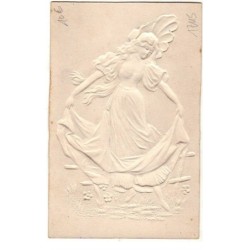 n°17115 - Carte Gaufrée dorée - Jeune femme