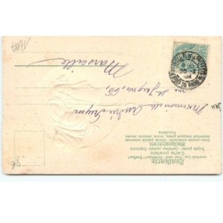 n°17117 - Carte Gaufrée - Art Nouveau - Profil d'une jeune femme dans un médaillon