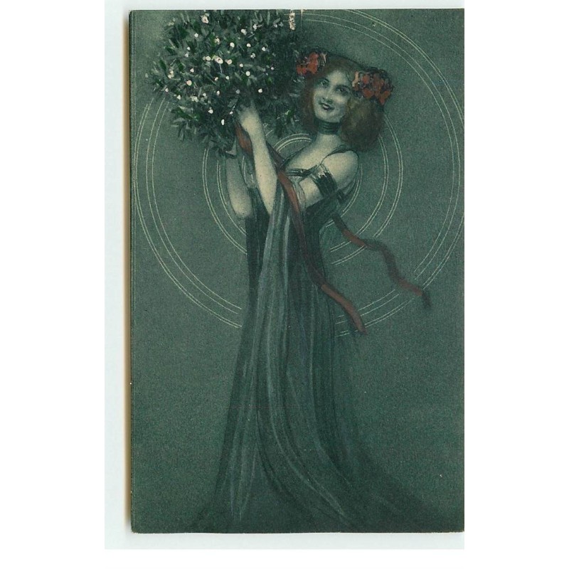 n°17122 - Jeune femme portant une boule de gui