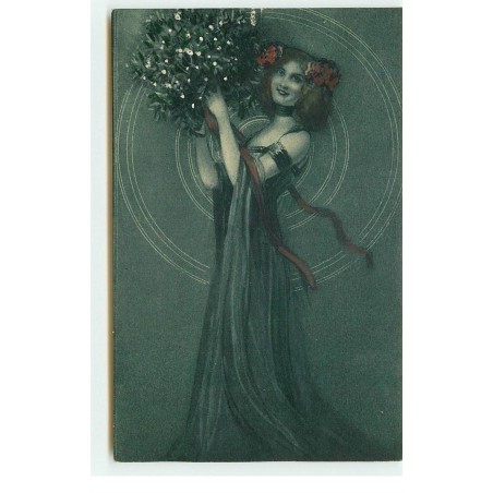 n°17122 - Jeune femme portant une boule de gui