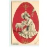 n°17132 - Joyeuses Pâques -Jeune femme câlinant un mouton