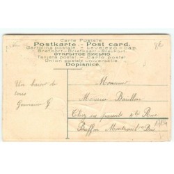 n°17134 - Carte Gaufrée - Bonne Année - Garçon poussant une brouette remplie de fleurs