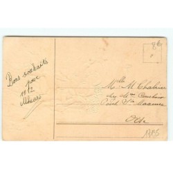 n°17135 - Carte Gaufrée - Bonne Année - Enfants sur une luge avec des myosotis