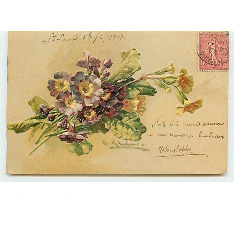 n°10652 - Carte Illustrateur - Catharina Klein - Bouquet avec Primevères