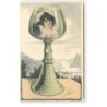 n°17158 - Surréalisme - Portrait d'une jeune femme dans un verre