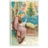 n°17165 - Fröhliche Weihnachten - Enfant avec un ange gardien regardant dans le ciel un sapin décoré