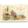 n°17185 - Bonnes Pâques - Lièvres partant pour la distribution des oeufs