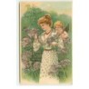n°17192 - Carte Gaufrée - To my Sweet Heart - Jeune femme cueillant des fleurs, avec un ange sur son épaule