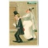 n°17193 - Carte Gaufrée - Mariée retenant son mari par le col