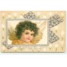 n°17223 - Carte Gaufrée - Clapsaddle - Best Easter Wishes  - Portrait d'un ange