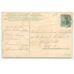 n°17233 - Carte Gaufrée - Garçon empilant des dés sous le regard d'une fillette