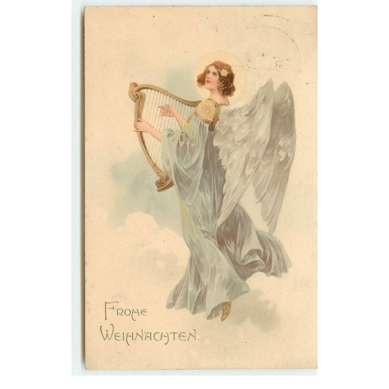 n°17237 - Fröhe Weihnachten - Ange gardien jouant de la harpe