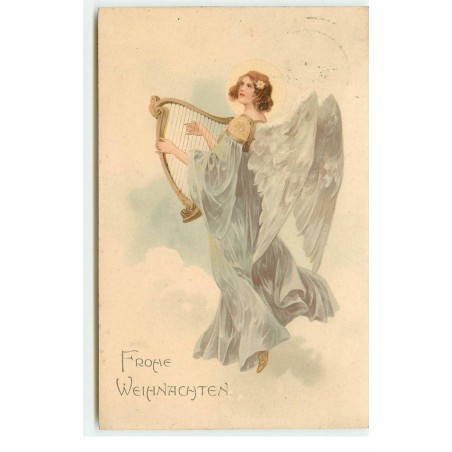 n°17237 - Fröhe Weihnachten - Ange gardien jouant de la harpe