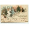 n°17240 - Carte Gaufrée - Fröhliche Weihnachten - Ange sonnant dans une trompette