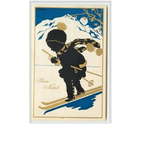 n°1727 - Buon Natale - Enfant sur des skis - silhouette