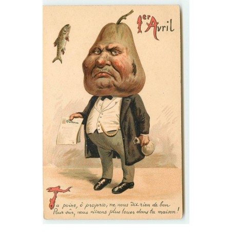 n°17281 - 1er Avril - Ta poire, ô proprio, ne vous dit rien ... - Homme avec une tête en forme de poire