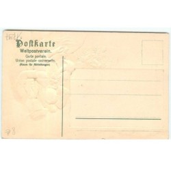 n°17297 - Carte Gaufrée - Bonne Année - Couple d'Alsaciens, homme offrant des fleurs à une jeune femme