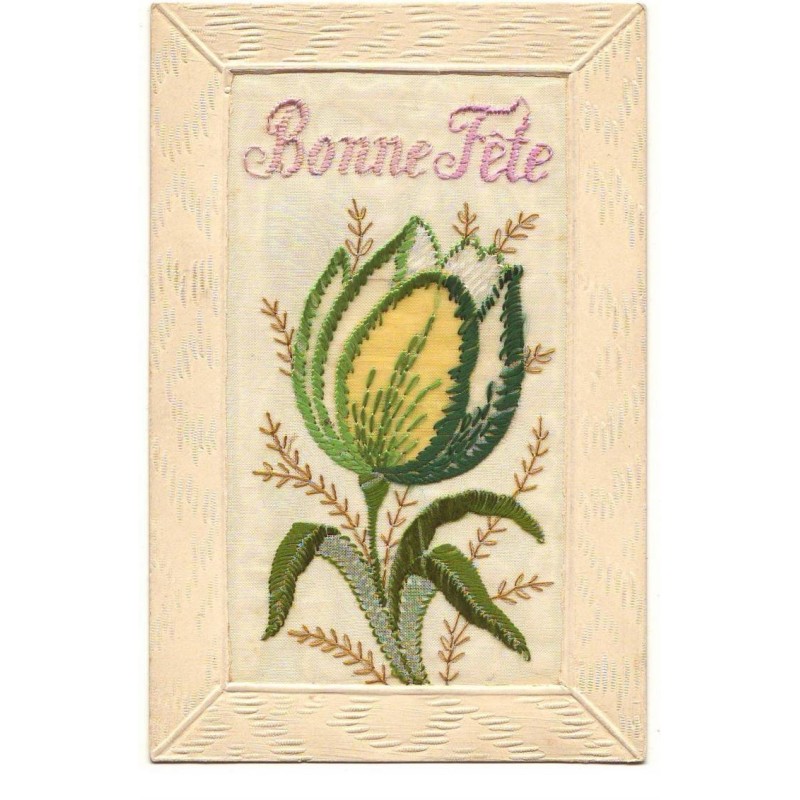 n°17303 - Carte Brodée - Bonne Fête - Tulipe