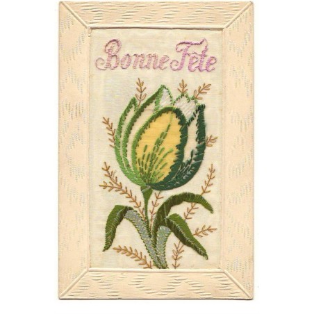 n°17303 - Carte Brodée - Bonne Fête - Tulipe