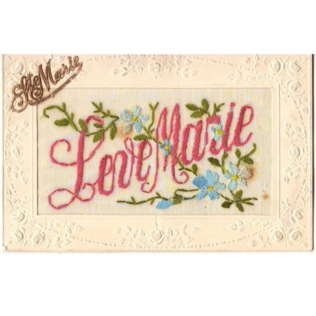 n°17306 - Carte Brodée - Ste Marie - Leve Marie - Fleurs