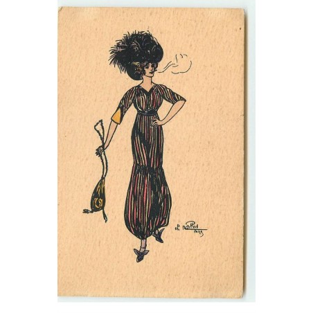 n°17315 - Naillod - Jeune femme avec une robe rayée