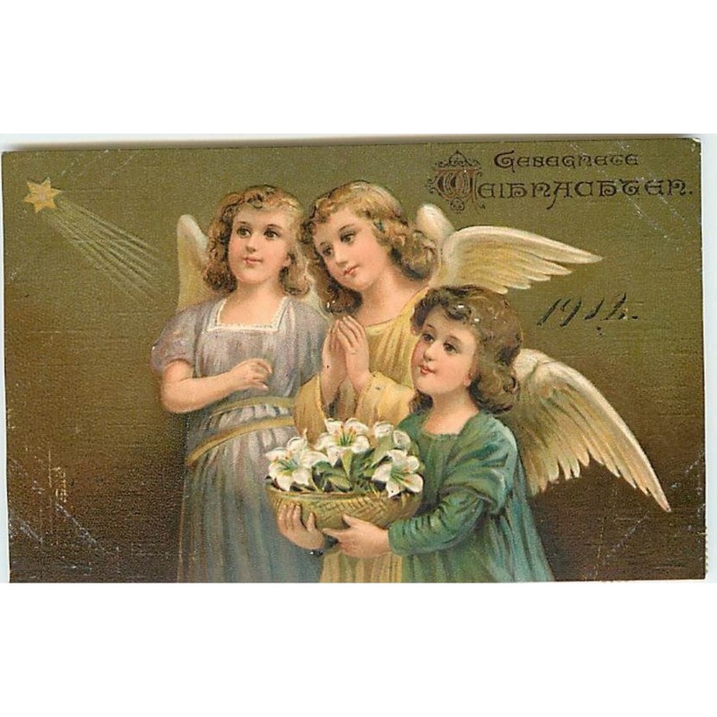 n°10671 - Carte Fantaisie Gaufrée - Fröhliche Weihnachten - Anges