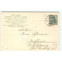 n°17332 - Carte Gaufrée - Fröhliche Ostern - Une jeune femme, et une jeune fille près d'un mouton