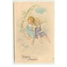 n°17338 - Carte Gaufrée - Fröhliche Pfingsten - Anges portant des brins de muguet