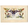 n°17352 - Carte Brodée avec rabat - Papillon, drapeaux et fleurs