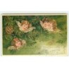 n°17378 - Carte Gaufrée - Fröhliche Weihnachten - Têtes d'anges dans un sapin