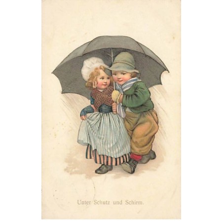 Illustrateur - SB Pearse - MM Vienne 629 - Couple d'enfants sous un parapluie