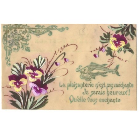 n°17405 - Carte Celluloid - La Plaisanterie n'est pas méchante ... - Poisson et pensées