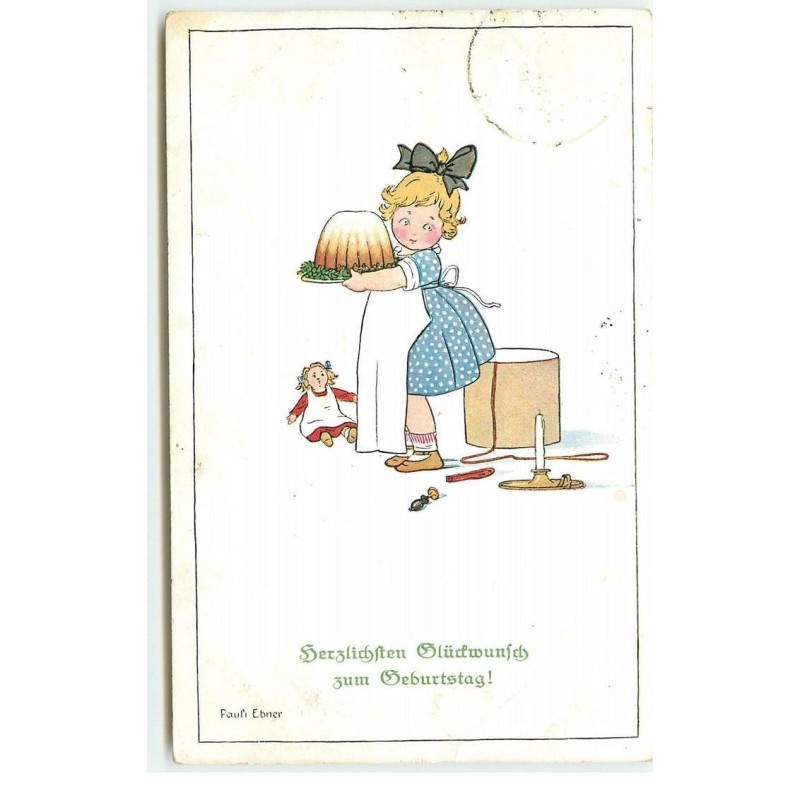 n°17412 - P. Ebner - MM Vienne n°1019 - Die herzlichften Glückwunsche zum Geburtstag - Fillette portant un gateau