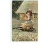 n°10688 - Carte Fantaisie - Fillette assise sur un sac de pièces sur une brouette