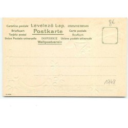 n°1748 - Carte Gaufrée avec décor art nouveau - Garçon  avec un chapeau et paysage