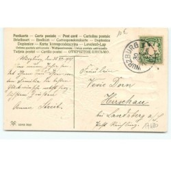 n°17480 - Carte Gaufrée - Flatscher - Prosit Neujahr - Fillettes portant une couronne de trèfles