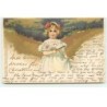 n°17500 - Raphael Tuck Series 1855 Christmas - Fillette avec un éventail