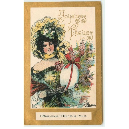n°17539 - Lami - Joyeuses Pâques - Offrez-vous l'Oeuf et la Poule - Jeune femme portant un oeuf