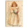 n°17587 - Clapsaddle - Fillette avec un bouquet de fleurs